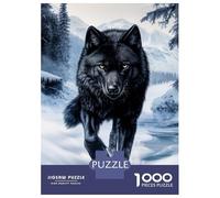Puzzle 1000 Pièces pour Adolescents Black Wolf in Winter Landscape Puzzles pour Adultes Jeux De Détente Cadeau d'anniversaire Cadeaux Uniques pour Un Anniversaire Et Noël 52x38cm/1000pcs