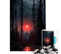 Puzzle 1000 pièces pour Adolescents Blood Moon Manor Jeu Amusant à Faire à la Maison Course de Vitesse Manuelle Jeu Pratique pour Les 14 Ans et Plus (38x52cm)