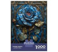 Puzzle 1000 Pièces pour Adolescents Blue Gothic Rose Puzzles pour Adultes, Jouet, Décoration Murale, Art Mural, Idéal comme Cadeau pour Toute La Famille 38x26cm/1000pcs