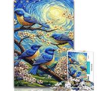 Puzzle 1000 pièces pour Adolescents Bluebird on The Tree, Cadeau pour Adolescents, Jeu Stimulant et Jeu Familial, Cadeaux du Père Noël Secret 26x38cm