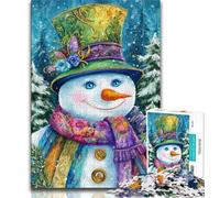Puzzle 1000 pièces pour Adolescents Bonhomme de Neige, Jeu Familial Anti-Stress, défi Difficile, renforce l'amour Entre Couples (75x50cm)