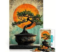 Puzzle 1000 pièces pour Adolescents,bonsaï avec Coucher de Soleil,découpe précise,Jeu d'exercice cérébral,détente et Divertissement pour Un Anniversaire (38x52cm)