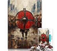 Puzzle 1000 pièces pour Adolescents,Bouclier de Chevalier Viking,1000 pièces pour Adolescents,séjour de Vacances,tuez Le Temps avec Affiche et fiche de Questions-réponses Assorties (Taille 75x50cm)