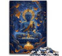 Puzzle 1000 pièces pour Adolescents Bouddha doré Difficile à réaliser mais Amusant et Humoristique avec Affiche et fiche de Questions-réponses Assorties 50x75cm