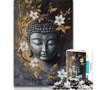 Puzzle 1000 pièces pour Adolescents Bouddha Noir et Blanc, entraînez Votre Cerveau et Vos Mains, Cadeaux pour Amis et Famille à partir de 14 Ans 38x26cm