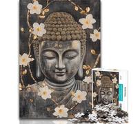 Puzzle 1000 pièces pour Adolescents Bouddha Noir et Blanc Puzzle 1000 pièces pour Adolescents, Anti-Stress Staycation Kill Time Cadeau Amusant 50x75cm
