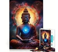 Puzzle 1000 pièces pour Adolescents Bouddha Planète Boule Plasma Bordure précise Art Entraînement Mental Jeu Amusant et Calme Cadeau d'anniversaire Artistique (38x26cm)