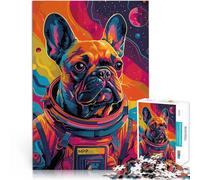 Puzzle 1000 pièces pour Adolescents Bouledogue français Astronaute Analyse et logique Offrir en Cadeau à Toute la Famille 52x38cm
