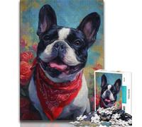 Puzzle 1000 pièces pour Adolescents, Bouledogue français Heureux, Jeu Familial Anti-Stress, défi Difficile, renforce l'amour Entre Couples (38x26cm)
