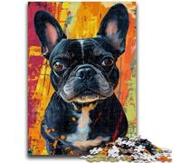 Puzzle 1000 pièces pour Adolescents Bouledogue français Peinture à l'huile Puzzle Adolescent, Apprentissage éducatif pour est idéal comme Cadeau pour Toute la Famille 38x26cm