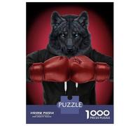Puzzle 1000 Pièces pour Adolescents Boxer Black Wolf Puzzle pour Adultes Jeux Amusants Cadeau d'anniversaire, Noël 38x26cm/1000pcs