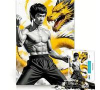 Puzzle 1000 pièces pour Adolescents Bruce Lee Dragon Art Premium Découpe Amusant et Créatif Jeu de Temps Facile à Jouer Décoration de Noël (38x26cm)