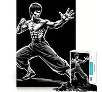 Puzzle 1000 pièces pour Adolescents Bruce Lee Noir et Blanc Découpe précise Activité Manuelle Exercice Mental Amusant Détente Jeu Activité d'anniversaire (38x26cm)