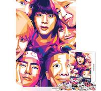 Puzzle 1000 pièces pour Adolescents BTS WPAP Jeu Anti-Stress Cadeau d'anniversaire Casse-tête avec Poster et fiche de Questions Assortis Format 50x75cm