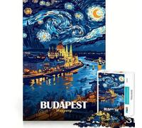 Puzzle 1000 pièces pour Adolescents Budapest Hongrie Nuit étoilée Art Décoration soignée à Assembler Jeu d'exercice Mental Jeu de détente Cadeau Amusant de Noël (38x52cm)