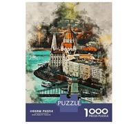 Puzzle 1000 Pièces pour Adolescents Budapest in Watercolor Puzzles pour Adultes, Jeux Amusants, Décoration Murale, Cadeaux Anti-Stress 38x26cm/1000pcs
