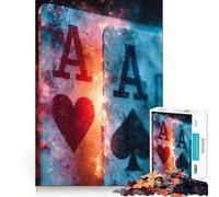 Puzzle 1000 pièces pour Adolescents Burning ACES︰ Cœur et Pique Bordure précise Art Entraînement Mental Jeu Calme et Amusant Cadeau d'anniversaire Artistique (50x75cm)