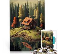 Puzzle 1000 pièces pour Adolescents Cabane Perdue dans Les Bois Séjour Anti-Stress pour Tuer Le Temps Décoration Parfaite 38x26cm