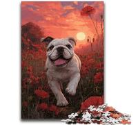 Puzzle 1000 pièces pour Adolescents, Cadeau Amusant en Famille avec Un Bouledogue Anglais Heureux, idéal comme Cadeau pour Toute la Famille, à partir de 14 Ans, 26x38cm