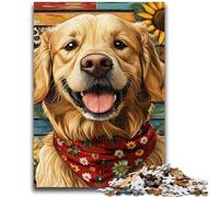 Puzzle 1000 pièces pour Adolescents, Cadeau Amusant en Famille avec Un Golden Retriever Heureux, idéal comme Cadeau pour Toute la Famille à partir de 14 Ans, 26x38cm