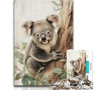 Puzzle 1000 pièces pour Adolescents, Cadeau Animal Koala, Anti-Stress, défi Difficile avec Affiche et fiche de Questions-réponses (75x50cm)