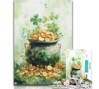 Puzzle 1000 pièces pour Adolescents, Cadeau Aquarelle, trèfle à Quatre Feuilles, Anti-Stress, défi Difficile avec Affiche et fiche de Questions-réponses Assorties 50x75cm
