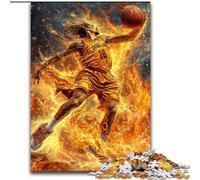Puzzle 1000 pièces pour Adolescents, Cadeau : Basket-Ball en Flammes, Jeu Stimulant et Jeu Familial avec pièces entièrement emboîtables de Formes aléatoires (Taille 50x75cm)