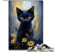Puzzle 1000 pièces pour Adolescents, Cadeau Chat Noir, Casse-tête pour décoration Murale, Cadeaux d'anniversaire et de Noël Uniques pour Les 14 Ans (Taille 50x75cm)