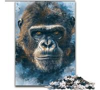 Puzzle 1000 pièces pour Adolescents, Cadeau Chimpanzé fumé, Jeu Stimulant et Familial avec des pièces de Formes aléatoires entièrement emboîtables (Taille 26x38cm)