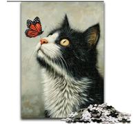 Puzzle 1000 pièces pour Adolescents, Cadeau d'anniversaire, Chat et Papillon, éléphant, Jeu intellectuel, décoration Murale pour Les 14 Ans et Plus (Taille 50x75cm)