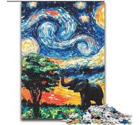 Puzzle 1000 pièces pour Adolescents, Cadeau d'anniversaire, décoration Murale, éléphant, Ciel Nocturne, Jeu intellectuel, pour Les 14 Ans et Plus (Taille 26x38cm)