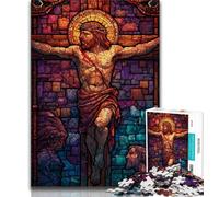 Puzzle 1000 pièces pour Adolescents, Cadeau d'anniversaire, Puzzle Jésus vitrail 1000 pièces, Jouet éducatif intellectuel décompressant (Taille 75x50cm)