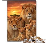 Puzzle 1000 pièces pour Adolescents, Cadeau Famille de Lions africains, Jeu intellectuel pour renforcer l'amour Entre Couples à partir de 14 Ans (Taille 50x75cm)
