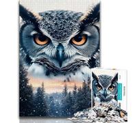 Puzzle 1000 pièces pour Adolescents, Cadeau Fantaisie Hibou, Anti-Stress, défi Difficile avec Affiche et fiche de Questions-réponses (75x50cm)
