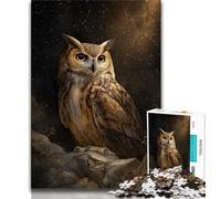 Puzzle 1000 pièces pour Adolescents, Cadeau Hibou doré, Anti-Stress, séjour, Tuer Le Temps, liste de souhaits avec Le Père Noël (75x50cm)