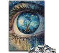 Puzzle 1000 pièces pour Adolescents, Cadeau La Tour Eiffel dans Les Yeux, Puzzle 1000 pièces, Jeux éducatifs, décoration d'intérieur, Convient pour la décoration de Bureau (50x75cm)