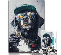 Puzzle 1000 pièces pour Adolescents, Cadeau Labrador à Lunettes, Jouets éducatifs pour la Famille, Jeu éducatif pour Anniversaire, Noël, 50x75cm