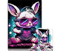 Puzzle 1000 pièces pour Adolescents, Cadeau Lapin Néon, Puzzle 1000 pièces, Jeu de Quiz, décoration Murale, Cadeaux Uniques d'anniversaire et de Noël (Taille 38x26cm)