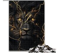 Puzzle 1000 pièces pour Adolescents, Cadeau Lion Noir et Or, adapté aux Personnes de 14 Ans et Plus, Jeu éducatif, Jouet de défi, Cadeau pour Anniversaire, 50x75cm