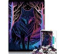 Puzzle 1000 pièces pour Adolescents, Cadeau Loup Noir, Puzzle 1000 pièces, Anti-Stress, séjour, Tuer Le Temps, liste de souhaits avec Le Père Noël (Taille 38x26cm)