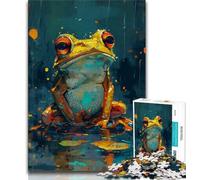 Puzzle 1000 pièces pour Adolescents, Cadeau Mignon de Petite Grenouille Jaune, Puzzle 1000 pièces, Anti-Stress, séjour, Tuer Le Temps, liste de souhaits avec Le Père Noël (Taille 38x26cm)