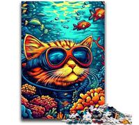 Puzzle 1000 pièces pour Adolescents, Cadeau pour Chat Plongeur sous-Marin, Jeu éducatif, défi, Collection d'artistes, Beaux-Arts 50x75cm