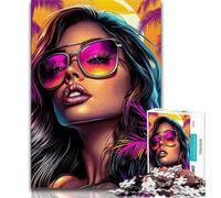 Puzzle 1000 pièces pour Adolescents, Cadeau pour Femme Portant des Lunettes de Soleil, Jeux éducatifs, décoration d'intérieur, idéal pour la décoration de Bureau (Taille 75x50cm)