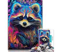 Puzzle 1000 pièces pour Adolescents, Cadeau psychédélique, Animal Raton Laveur, Puzzle 1000 pièces, Jeu de Quiz, décoration Murale, Cadeaux d'anniversaire et de Noël Uniques (Taille 38x26cm)