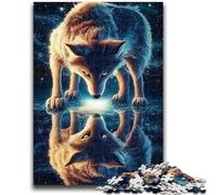 Puzzle 1000 pièces pour Adolescents, Cadeau Reflection of The Wolf, Puzzle 1000 pièces, Staycation Kill Time avec pièces entièrement emboîtables de Formes aléatoires 38x26cm