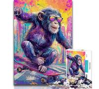 Puzzle 1000 pièces pour Adolescents, Cadeau Singe psychédélique, éducatif et éducatif, idéal comme Cadeau pour Toute la Famille (38x26cm)