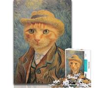 Puzzle 1000 pièces pour Adolescents, Cadeau Style Night Sky, Chat Orange, Anti-Stress, Vacances à la Maison, Passe-Temps, Interaction Parent-Enfant, 75x50cm