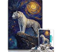 Puzzle 1000 pièces pour Adolescents, Cadeau Tigre sous Le Ciel Nocturne, Puzzle 1000 pièces, Jouet éducatif intellectuel décompressant, Cadeau d'anniversaire (Taille 75x50cm)