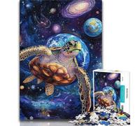 Puzzle 1000 pièces pour Adolescents, Cadeau Tortue de l'espace, Anti-Stress, séjour, Tuer Le Temps, liste de souhaits avec Le Père Noël (75x50cm)