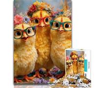 Puzzle 1000 pièces pour Adolescents, Cadeau « Trois Petits Poulets », Anti-Stress, séjour, Tuer Le Temps, liste de souhaits avec Le Père Noël (38x26cm)